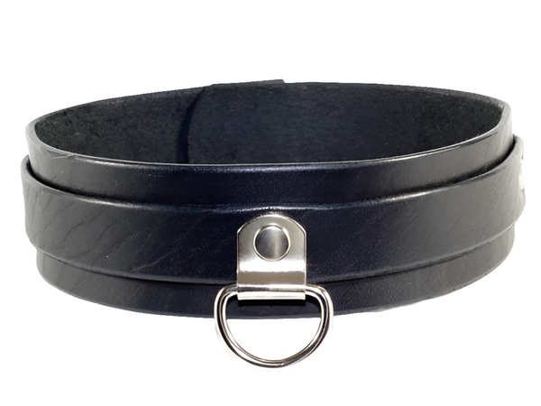 Dual Layer Black Submissive Bondage Collar