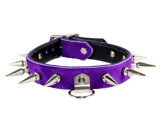 Spiked Suede Bondage Collar