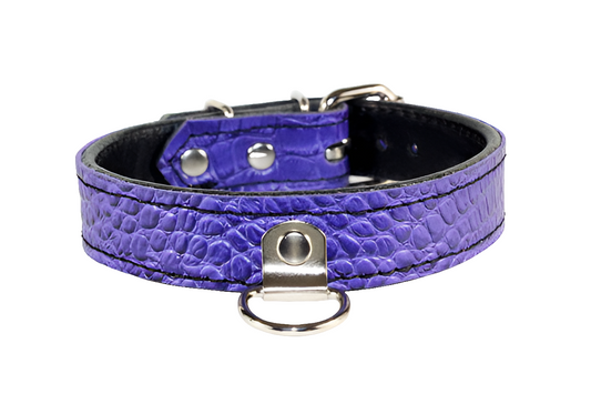 Purple Alligator Leather BDSM Collar