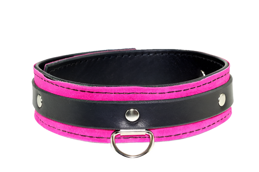 Dual Layer Hot Pink and Black Bdsm Collar