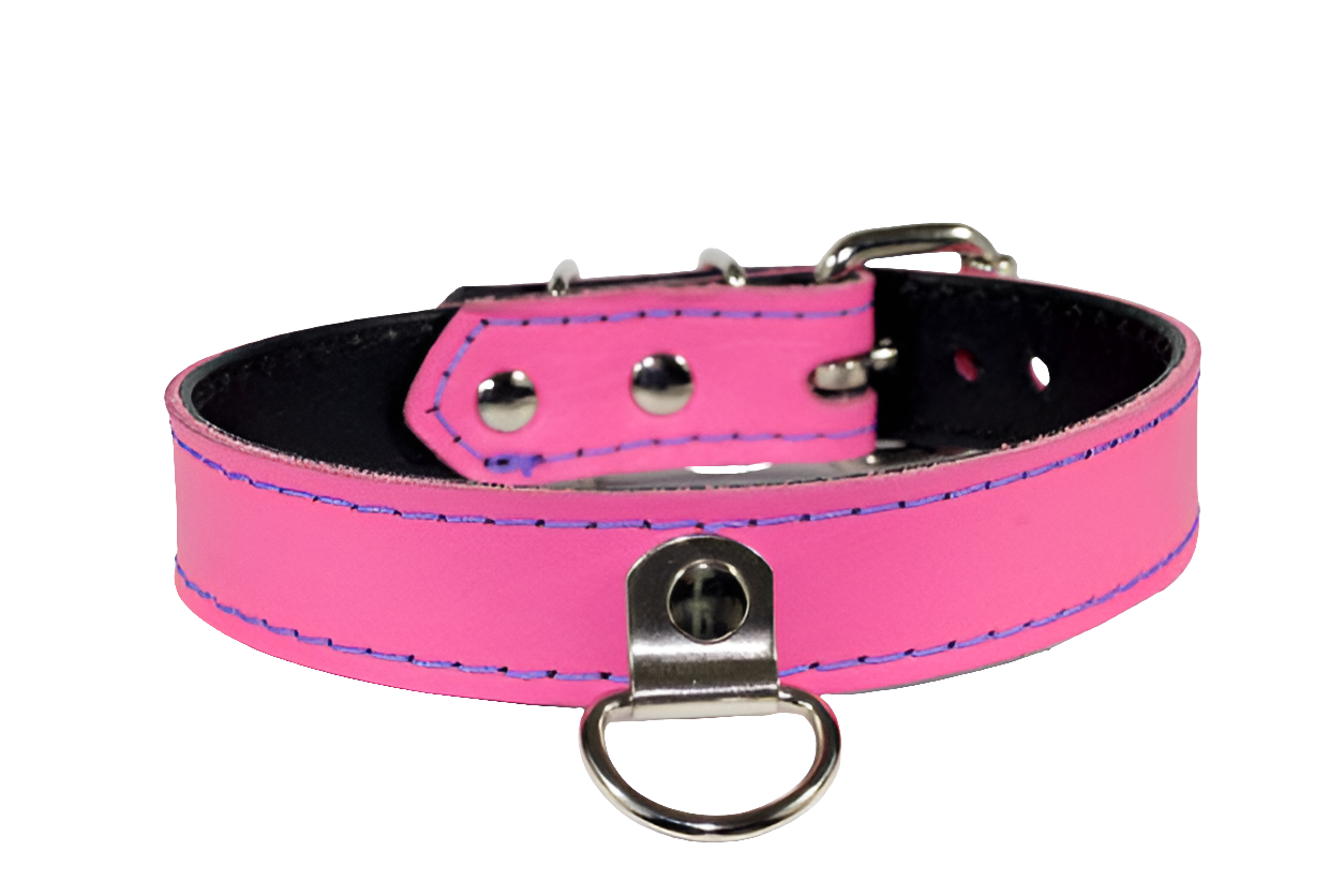 Pink Italian Leather BDSM Choker Collar