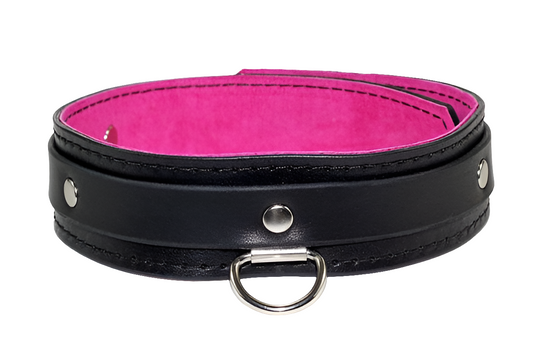 Dual Layer Pink Suede Lined Bdsm Collar